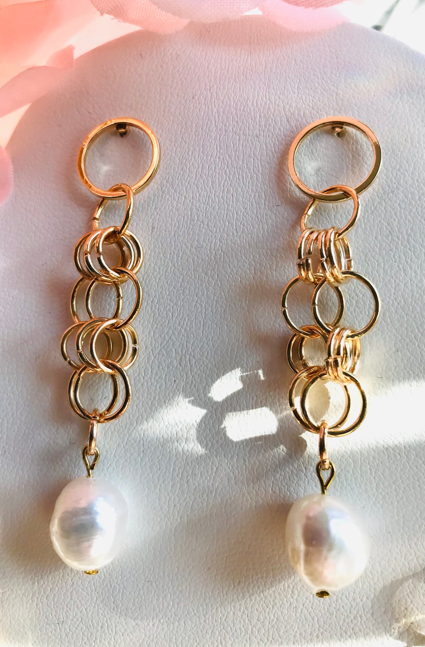 Chain Linked Pearl Earrings