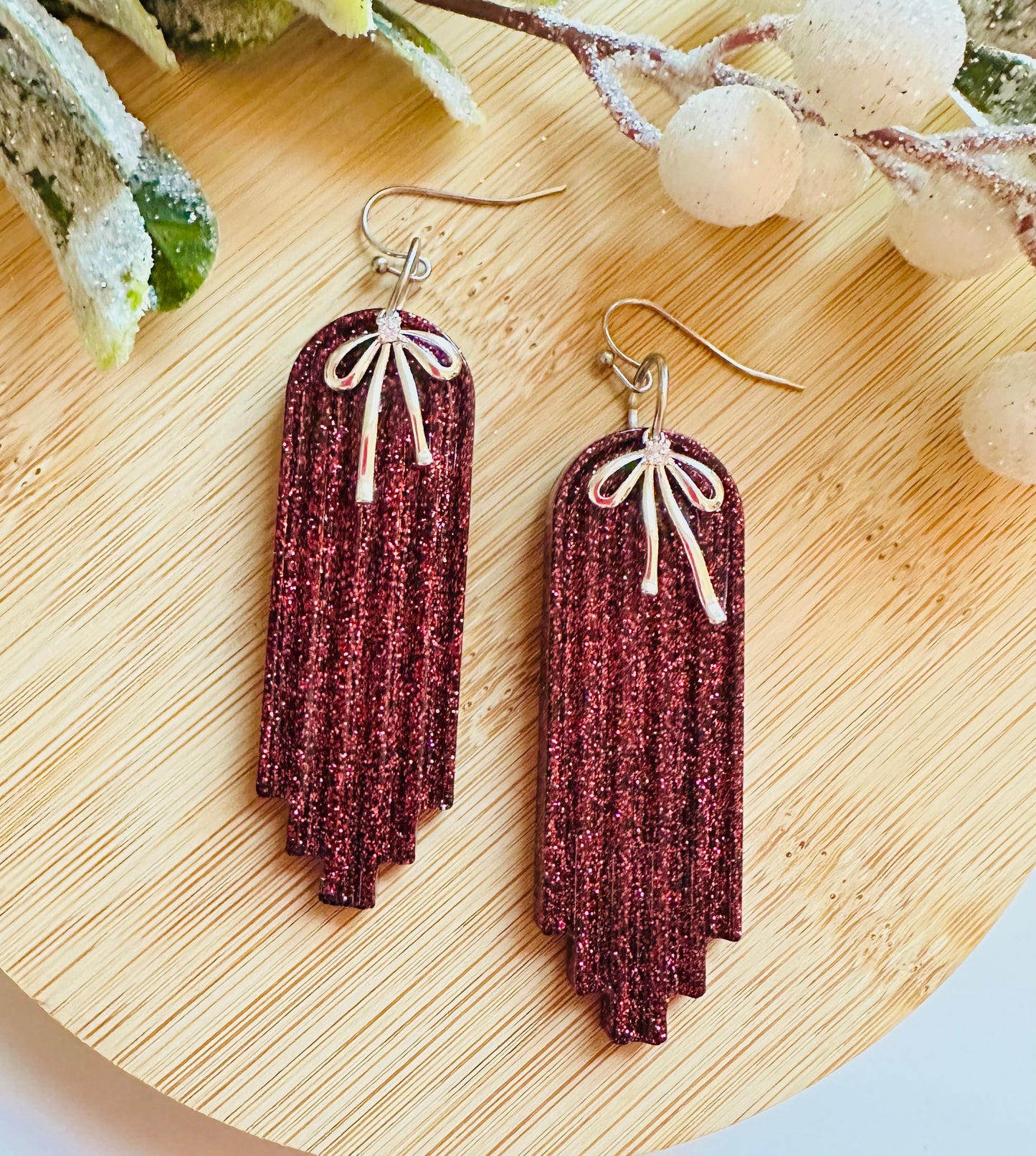 Burgundy Bow Cascade Drops