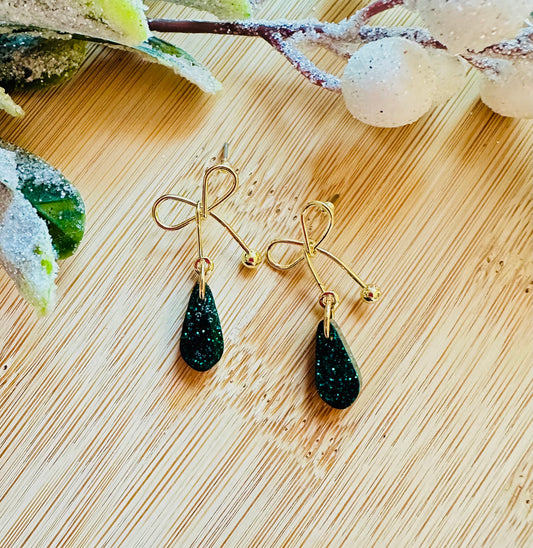 Emerald Bow Studs
