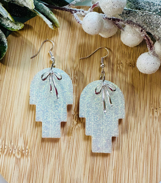 Frosted Bow Dangle Earrings